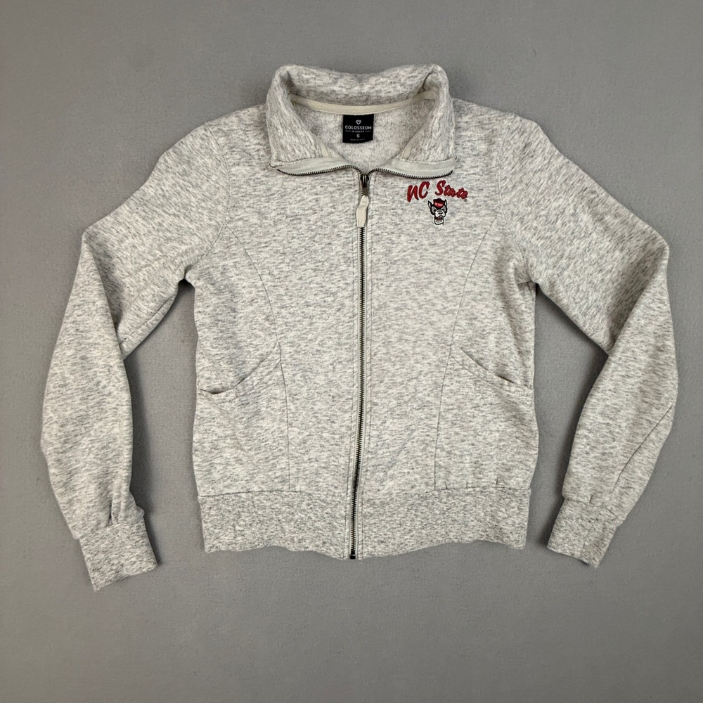 NC State‎ Wolfpack Jacket Womens Small Full Zip Heather Gray Tuffy Colosseum